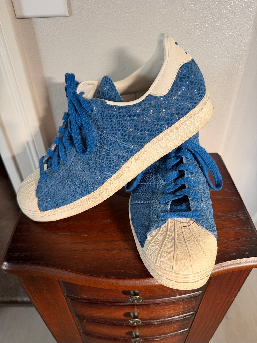 adidas Blue and Cream Women's Sneakers